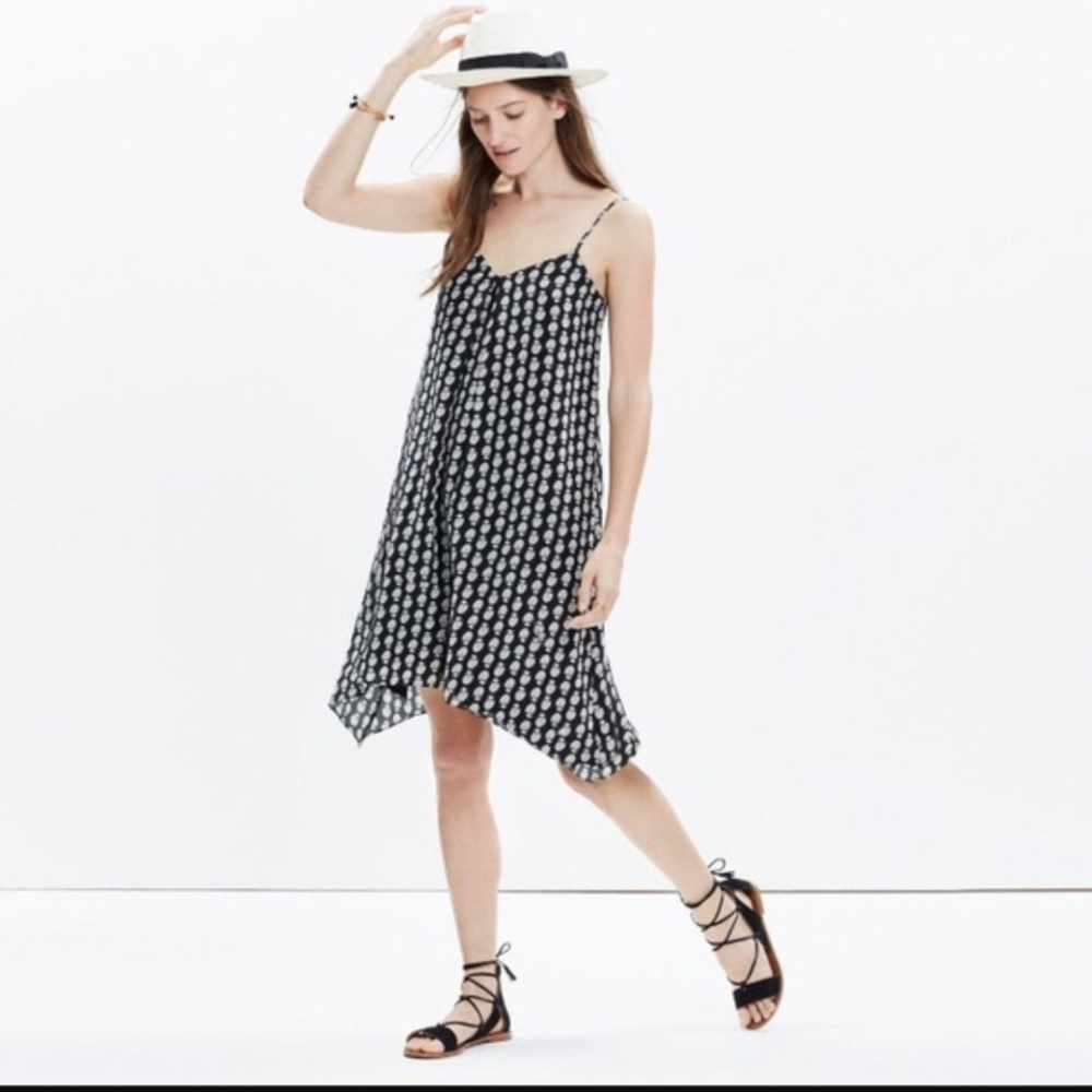 Madewell Black White Deco Print Swing Dress XS